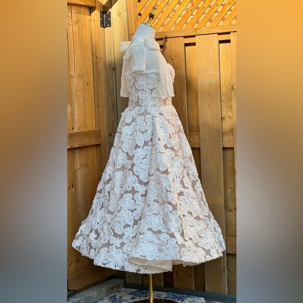 🆕 BRONX & BANCO 🧿 NWOT Sabrina White Bridal Midi Dress, Sz M / US 6 - Picture 10 of 15